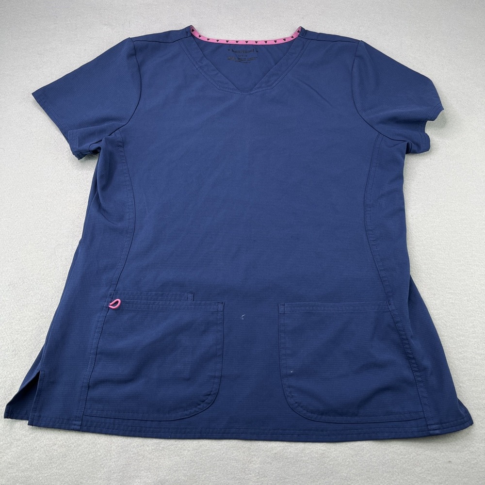 Heart And Soul Women's Large Blue Scrub Top With V-Neck and Pockets